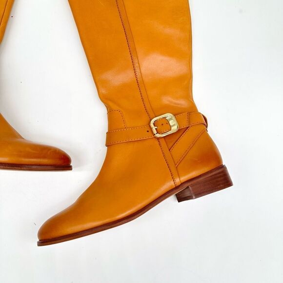 VINCE CAMUTO  Buckle Accent Ovarlym Round Toe Block Heel Leather Riding Boot - Picture 2 of 8